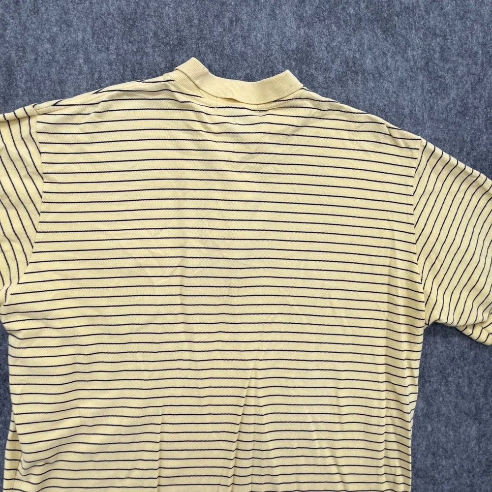 Polo Ralph Lauren Shirt Mens 2XL Yellow Striped Pocket Polo Shirt 100% Cotton